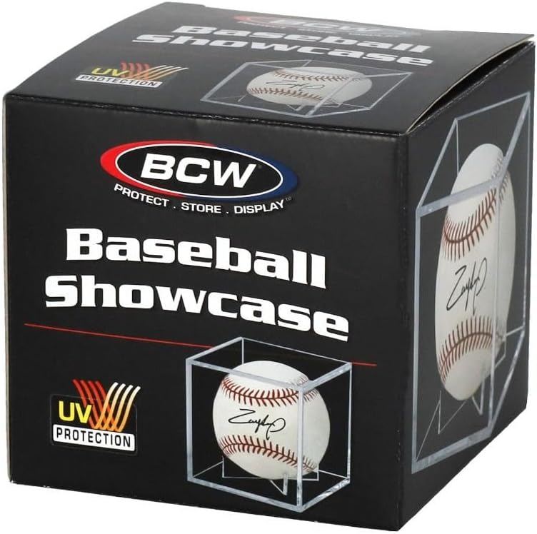 Baseball Showcase with UV Protection and Built-in Stand