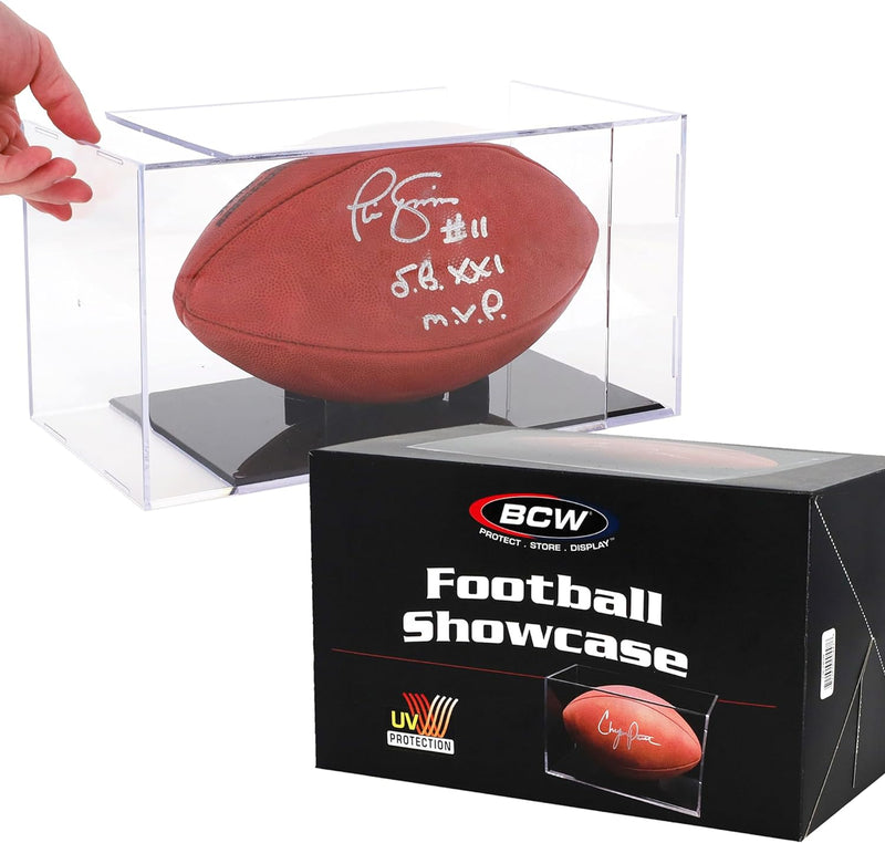 Football Showcase with UV Protection, Black Stand