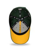 new era,green bay packers,9forty,940,on field,sidelines,2018,away,baseball cap,hat,stretch fit,headwear,clothing accessories