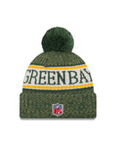 new era,green bay packers,2018,on field,cold weather,beanie,skullie,hat,headwear,sport,knit cap,clothing accessories