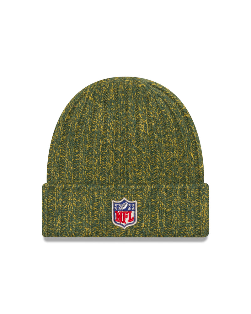 new era,green bay packers,2018,on field,TD,touchdown,cold weather,beanie,skullie,hat,headwear,sport,knit cap,clothing accessories