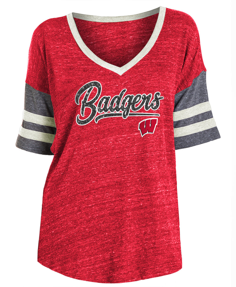 Wisconsin Badgers Sparkle V-Neck Tee