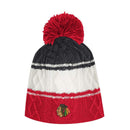 Chicago Blackhawks Striped Cable Knit Women's Beanie