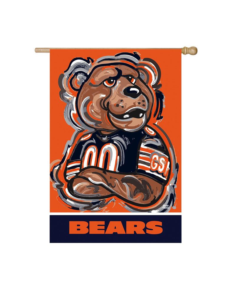 Chicago Bears 29" x 43" 2-Sided Suede Vertical Flag, REG Justin Patten