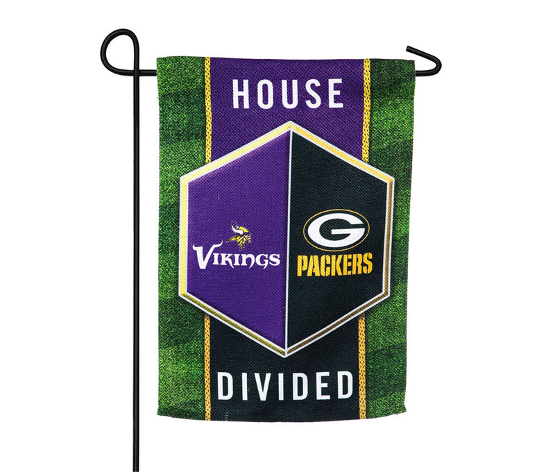 Green Bay Packers Vs. Minnesota Vikings 13" x 18" House Divided Garden Flag