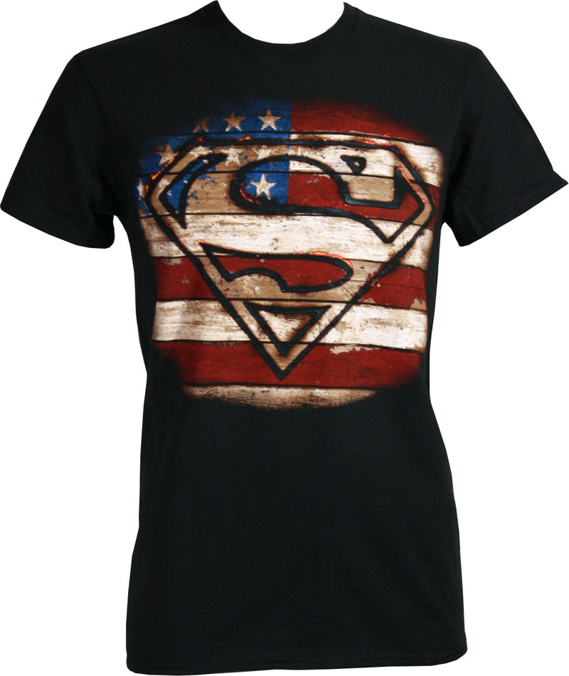 DC Comics Superman Logo Branded Wood Men's Black Shirt
