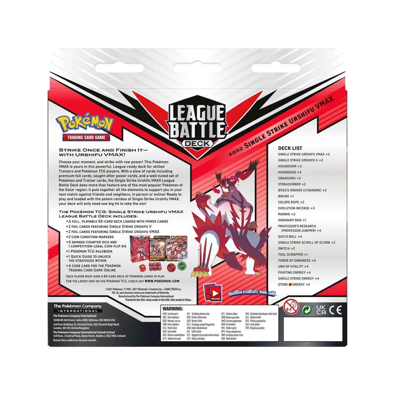 Pokemon TCG: Single/Rapid Strike Urshifu VMAX League Battle Deck (RANDOM)