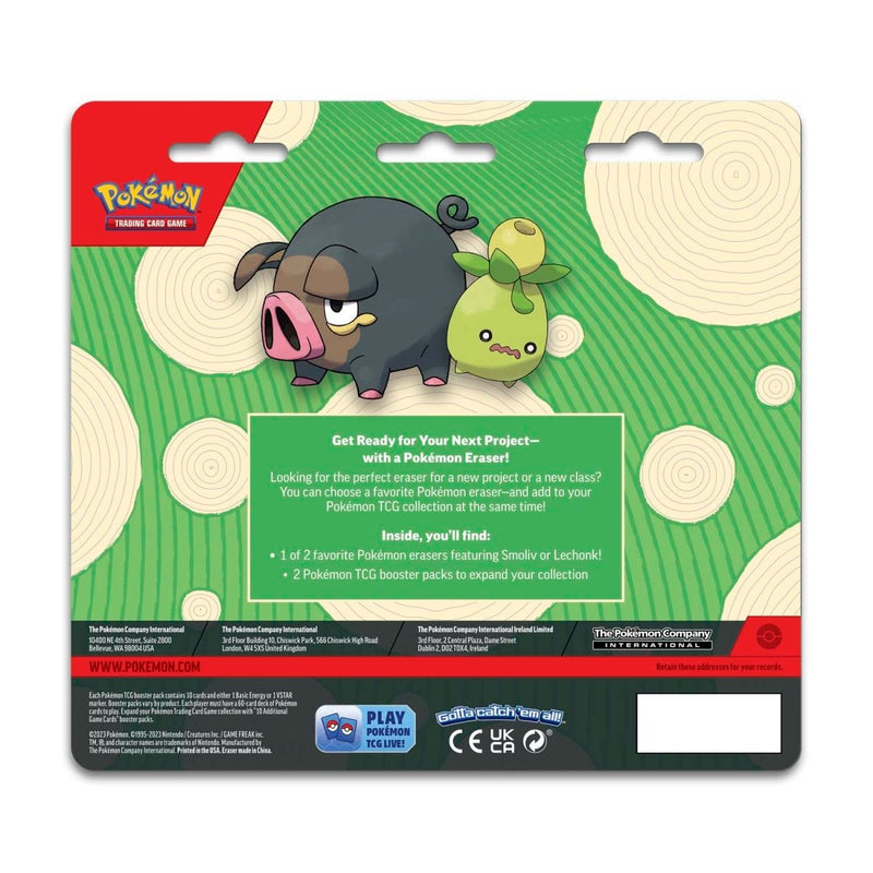 Pokemon TCG: 2 Booster Packs & Lechonk Eraser