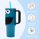 Sesame Street Cookie Monster 40 Oz Blue Stainless Steel Tumbler with Handle