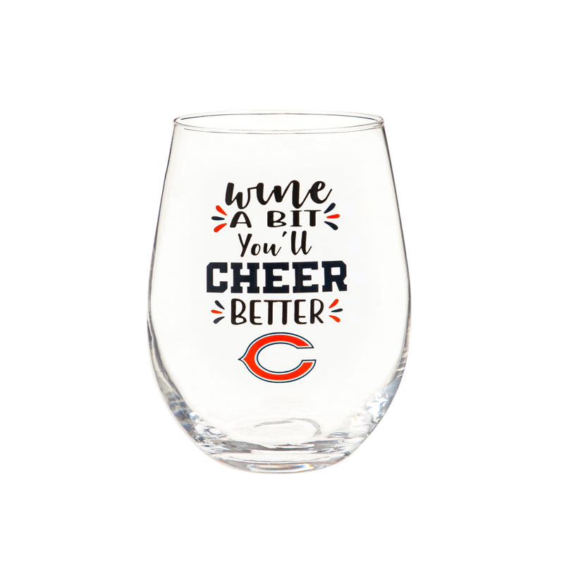 Chicago Bears 17oz Stemless Wine Glass, Boxed