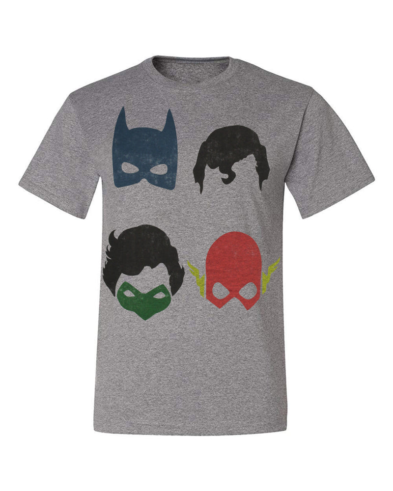 Superhero Group Mask Mug Shot Gray Men's Shirt