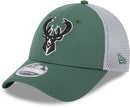 Milwaukee Bucks Outline 9FORTY Adjustable Trucker Snapback, One Size