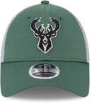 Milwaukee Bucks Outline 9FORTY Adjustable Trucker Snapback, One Size