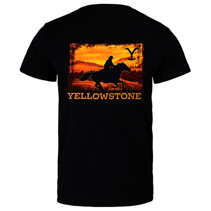 Yellowstone Riding Horse Silhouette Men's T-Shirt, Black