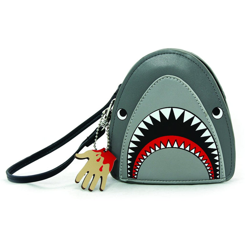 Scary Shark Wristlet With Chained Bloody Hand In Vinyl Material