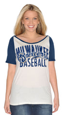 Milwaukee Brewers Women's Boat-Neck Cream Shirt