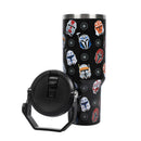 Star Wars Mandalorian Helmets All-Over Print Black 40 Oz Stainless Steel Water Bottle