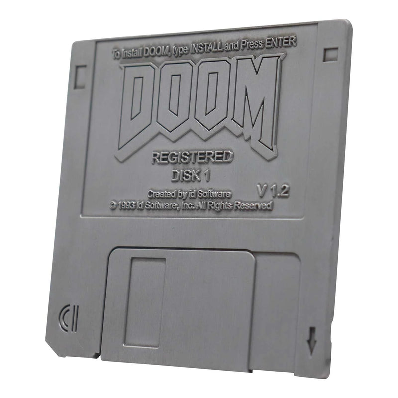 DOOM Replica Floppy Disk Ingot, Antique Silver Edition