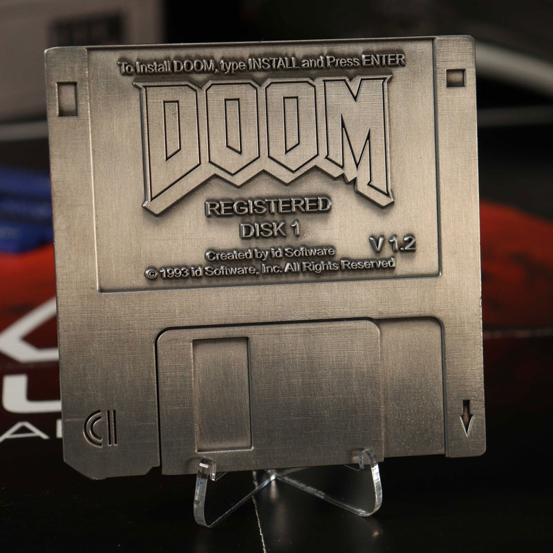 DOOM Replica Floppy Disk Ingot, Antique Silver Edition