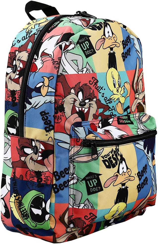 Looney Tunes Classic Cartoon Characters Tile Print Laptop Backpack
