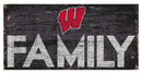 Wisconsin Badgers Family 12" x 6" Distressed Vintage Wood Sign