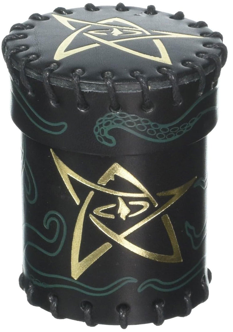Flying Dragon Green Black & Gold Leather Dice Cup