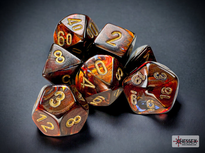 Chessex Scarab Blue Blood/gold Mini-Polyhedral 7-Dice Set