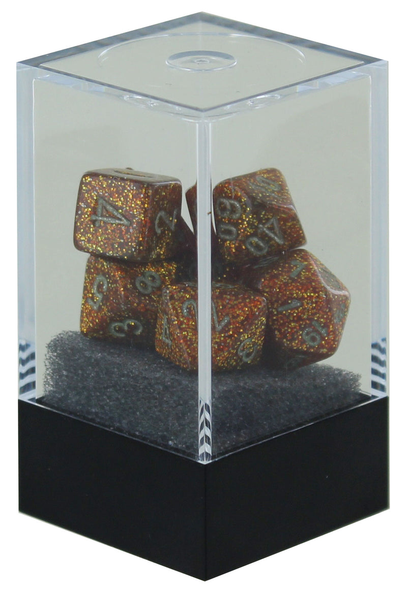 Glitter Gold/silver Mini-Polyhedral 7-Dice Set
