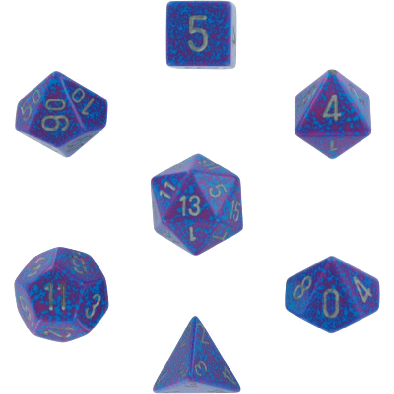 Polyhedral 7-Die Speckled Dice Set - Silver Tetra