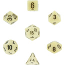 Polyhedral 7-Die Opaque Dice Set - Ivory with Black
