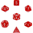 Opaque Red/white Polyhedral 7-Dice Set