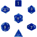 Polyhedral 7-Die Opaque Dice Set - Blue with White