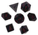 Polyhedral 7-Die Opaque Dice Set - Black with Red