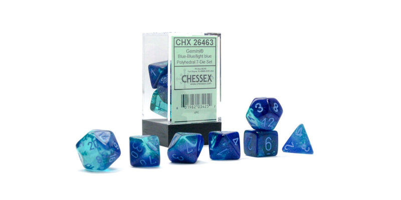 Chessex Gemini Blue-Blue/light blue Polyhedral 7-Die Set