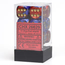 Chessex Gemini Blue-Red/Gold 16mm Dice Block (12)