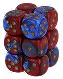 Chessex Gemini Blue-Red/Gold 16mm Dice Block (12)
