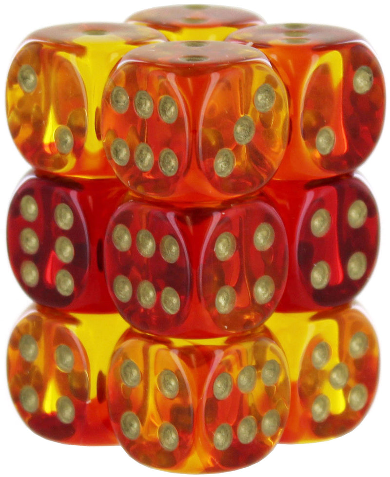 Chessex Gemini Translucent Red-Yellow/gold 16mm d6 Dice Block