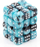 Chessex Gemini Black-Shell/white 12mm d6 Dice Block (36)