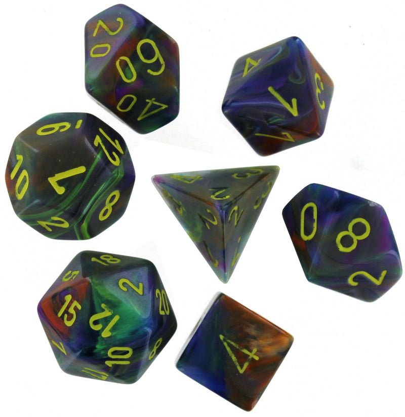 Chessex Polyhedral 7-Die Festive Dice Set - Rio/Yellow