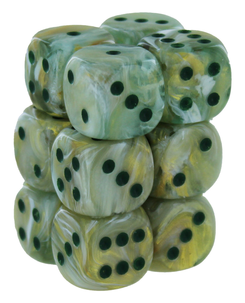 Marble Green/dark green 16mm d6 Dice Block (12 dice)