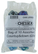 Bag of 10 Assorted Countup&down d20s