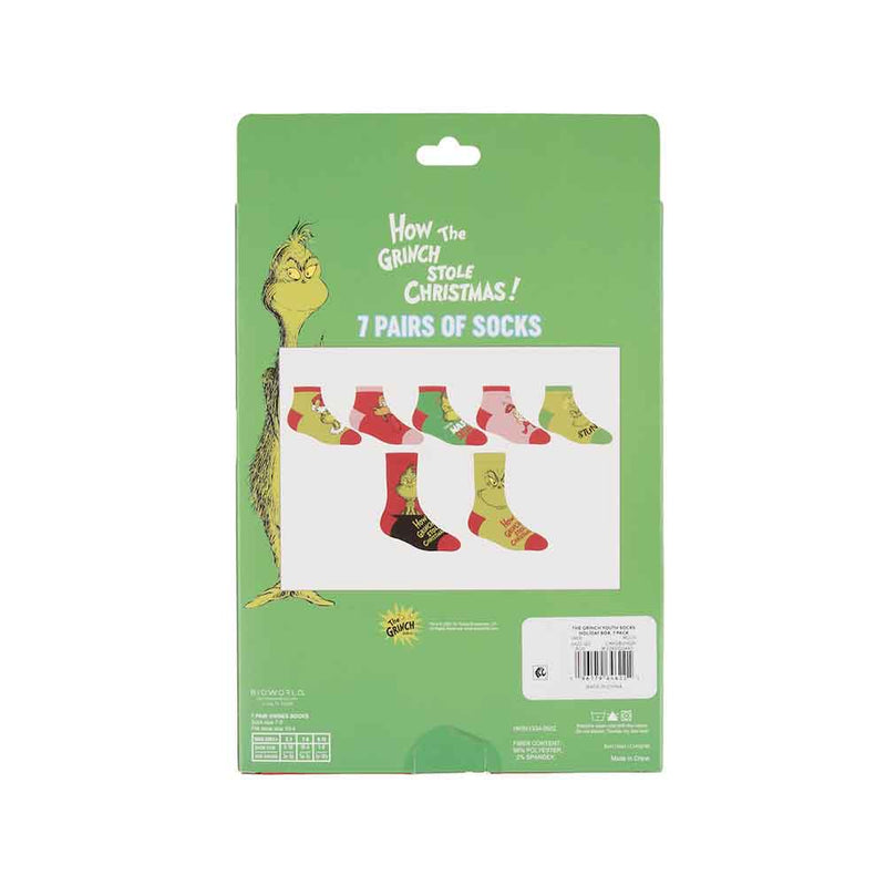 Dr. Seuss The Grinch Week of Socks Box Set, Shoe Size 8-12