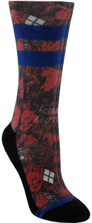 DC Comics Harley Quinn Floral Juniors Sublimated Crew Socks, 9-11