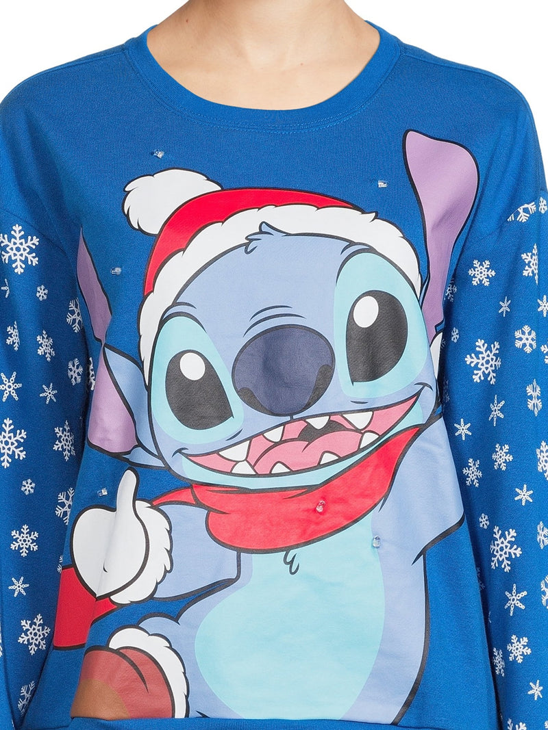 Disney Stitch Light-up Juniors' Fleece Sweatshirt, Blue