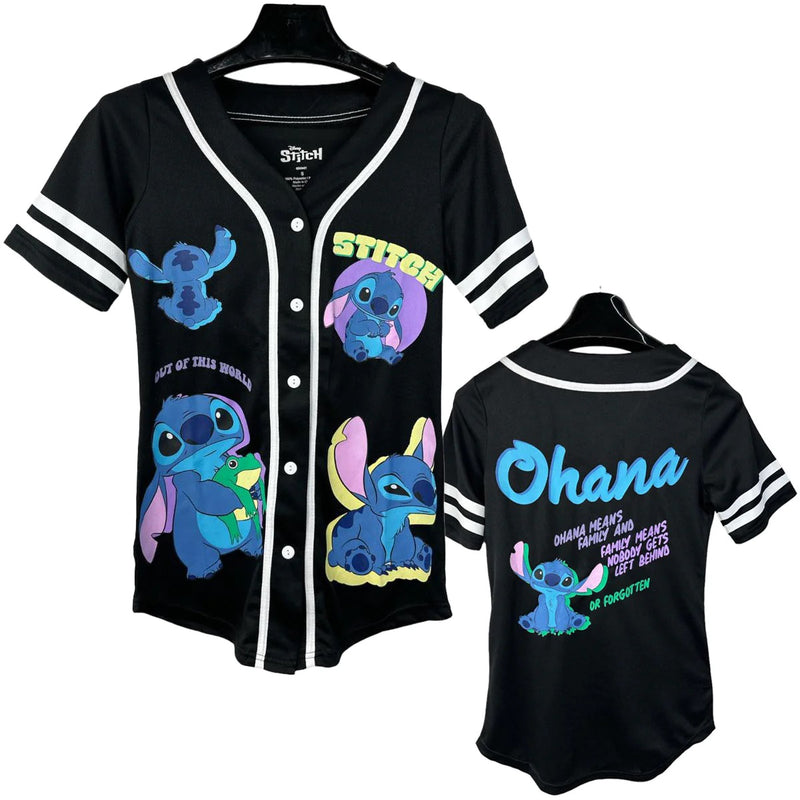 Disney Lilo & Stitch Juniors' Baseball Jersey, Black