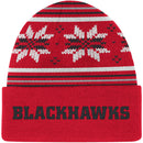 Chicago Blackhawks Red Snowflake Cuffed Knit Beanie Hat