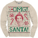 Elf OMG Santa Adult Christmas Crew Sweater