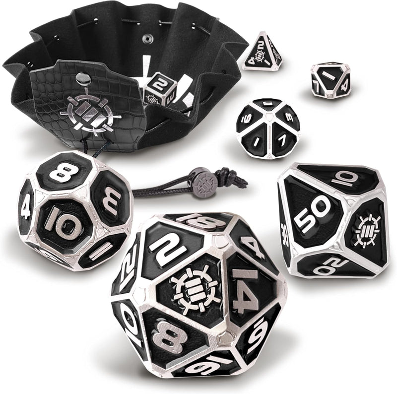 Enhance Enamel Dice With Pouch, Black