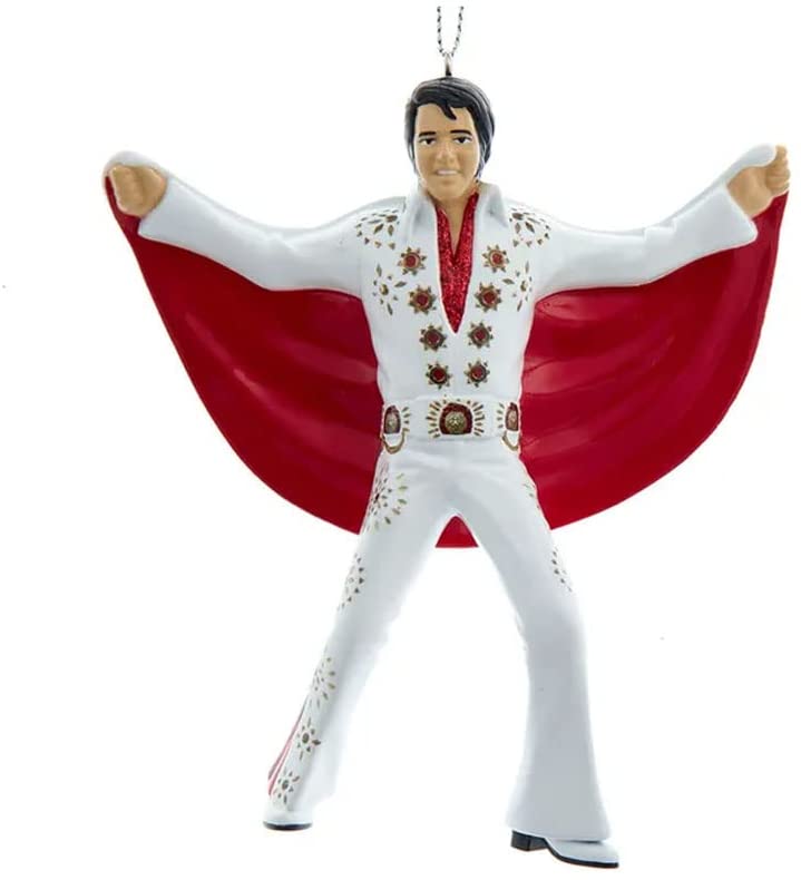 Elvis In White Suit With Red Cape Ornament