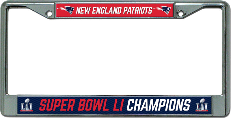 New England Patriots Super Bowl LI Champions Chrome License Plate Frame